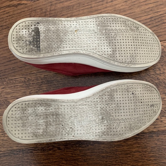 Amazing Ferragamo Burgundy Suede and Fur Sneakers - Picture 7 of 10